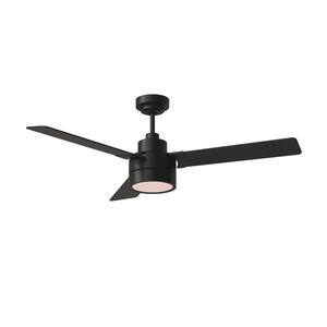 Jovie 52 in. Integrated LED Indoor/Outdoor Midnight Black Ceiling Fan with Light Kit, Wall Control and Reversible Motor