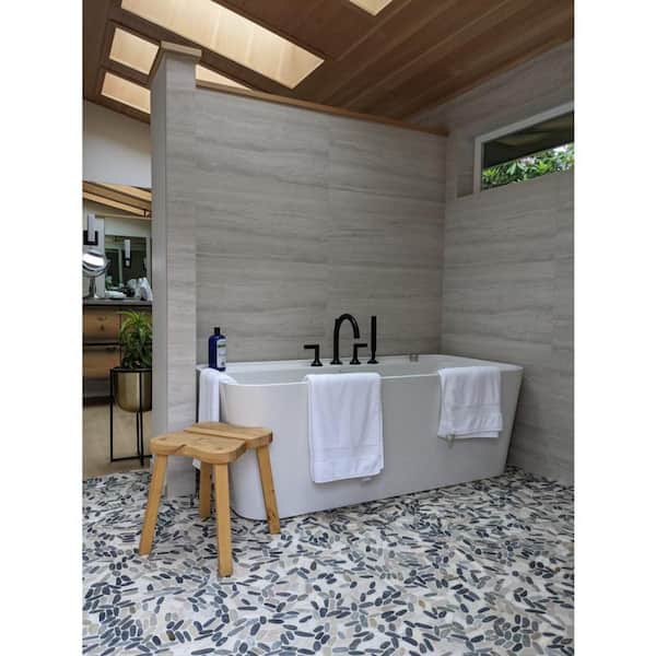Venetian Pebbles Multicolor Honed 11.81 in. x 11.81 in. x 11 mm Pebbles Mesh-Mounted Mosaic Tile (0.97 sq. ft.)