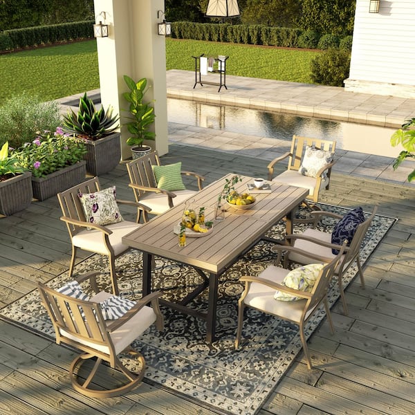 ULAX FURNITURE AZUR 7-Piece Aluminum Outdoor Dining Set with Sunbrella Cushions