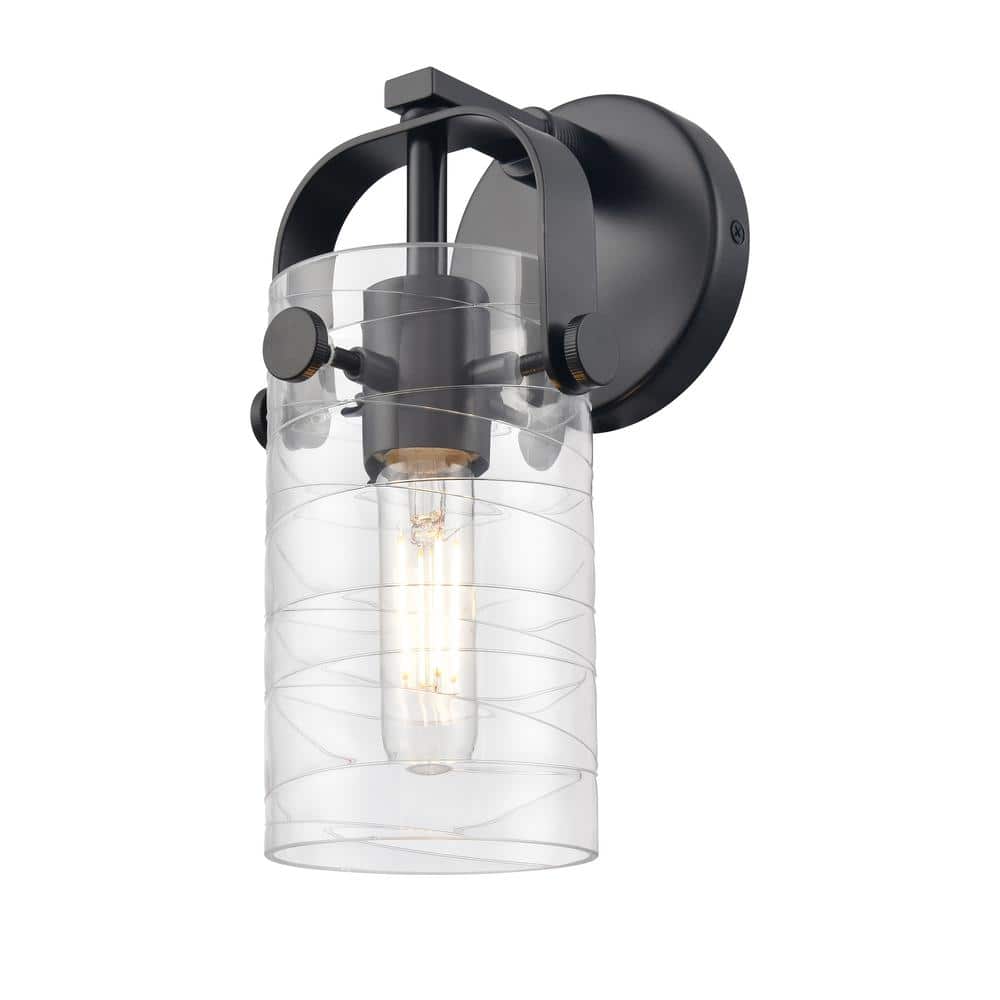 Pilaster II Cylinder 4.5 in. 1-Light Matte Black Wall Sconce with Glass Shade price history on PriceWatchPro