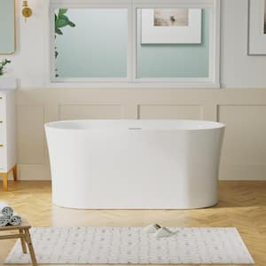 59 in. L x 31 1/2 in. W Pure Acrylic Soaking Bathtub with Center Drain in Glossy White, Pop-up Drain