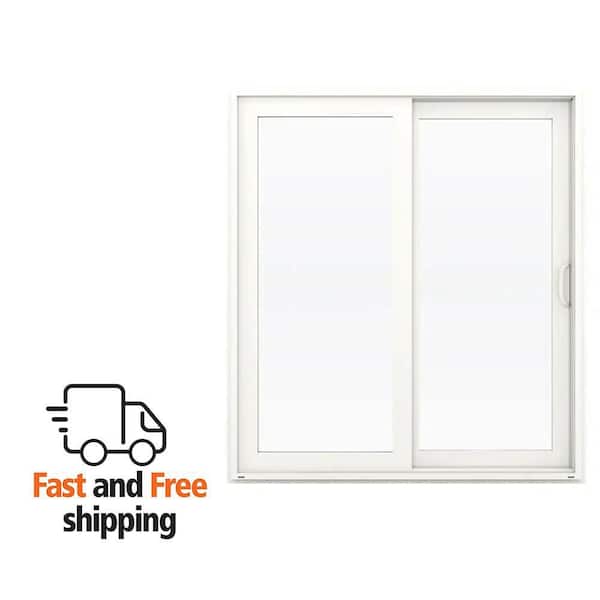 V-4500 72 in. x 80 in. White Vinyl Right-Hand Full Lite Impact Rated Sliding Patio Door (Screen Included)