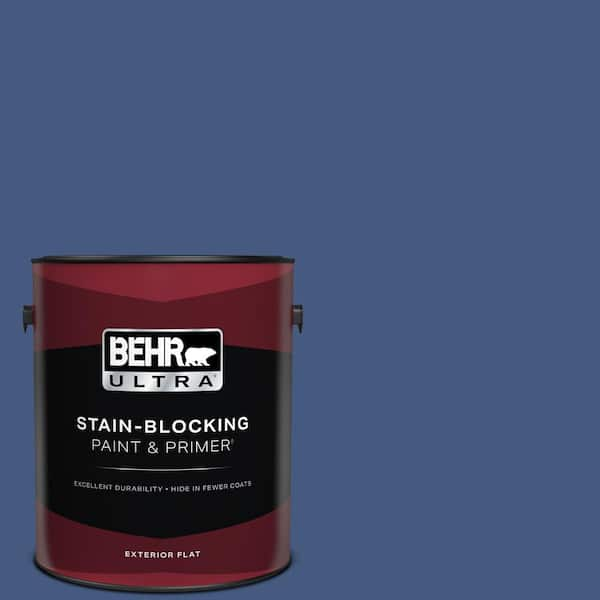 BEHR ULTRA 1 gal. #M540-7 Optimum Blue Flat Exterior Paint & Primer