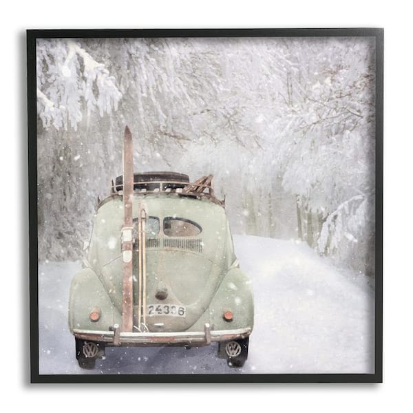 Stupell Industries Vintage Buggy in Snow by LSR Design Studio 1 Piece Framed Graphic Print Travel Poster Art Print 24 in. x 24 in.