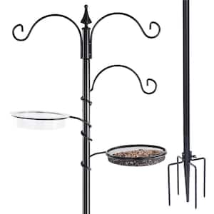 77 in. Bird Feeding Station Kit with 5 Prong Base (1-Pack) in Black
