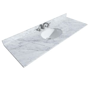 60 in. W x 22 in. D Marble Single Basin Vanity Top in White Carrara with White Basin