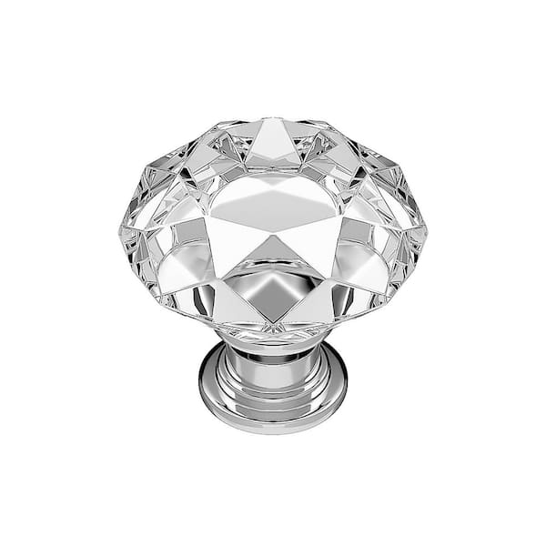 Bolzano Collection 1-3/16 in. (30 mm) Modern Crystal and Chrome Round Cabinet Knob