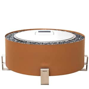 Luxeve Earth Rust with Dark Blue Glass Outdoor Smokeless Fire Pit