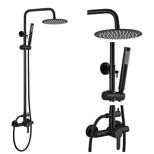 PICTURESQUE CENDU LLC 2-spray 8 in. Dual Shower Head and Handheld Shower Head Wall Mount in Matte Black
