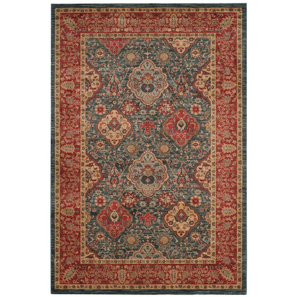 SAFAVIEH Mahal Navy/Red 5 ft. x 8 ft. Floral Border Area Rug