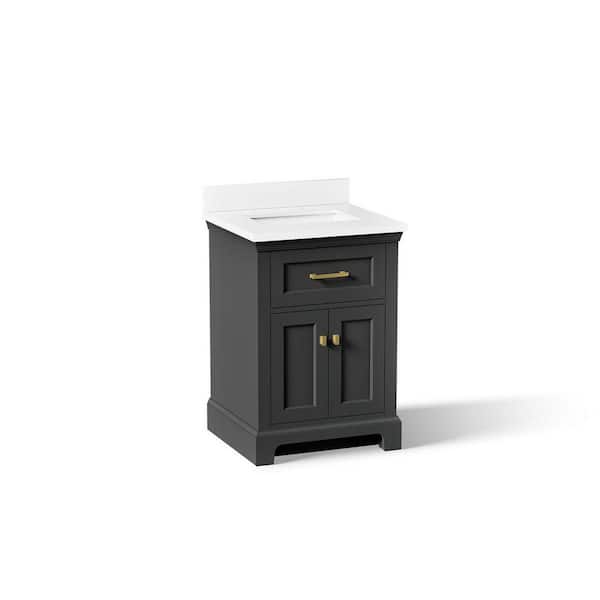 Charlemont 25in. Single Sink Freestanding Ferrous Grey Bath Vanity with White Quartz Top Assembled