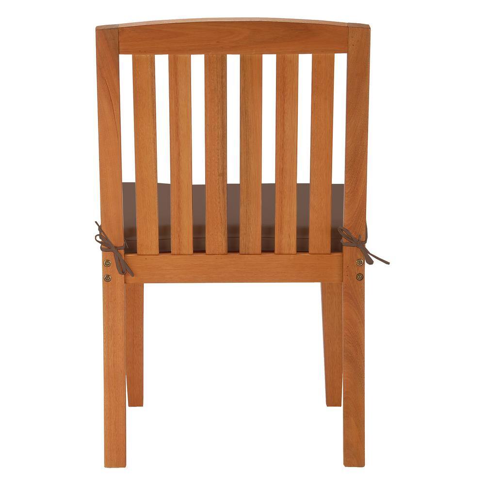 Eucalyptus Wood Dining Armchair with Beige Cushion
