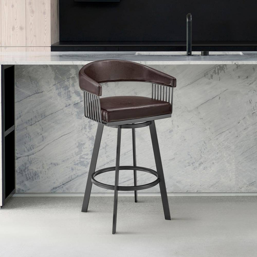 Chelsea 26 in. Chocolate/Java Brown High Back Metal Swivel Counter Stool wi