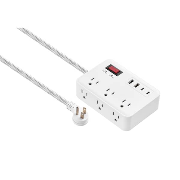 8 ft. 6-Outlet Surge Protector with 2 USB-A and 2 USB-C, White