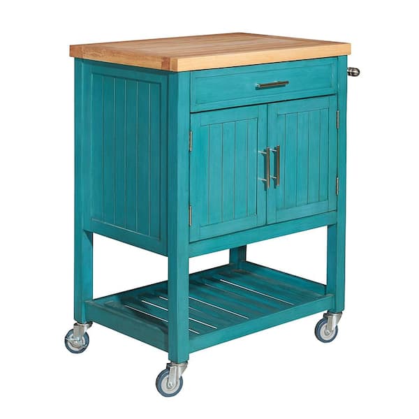 Powell Company Conrad Teal Kitchen Cart