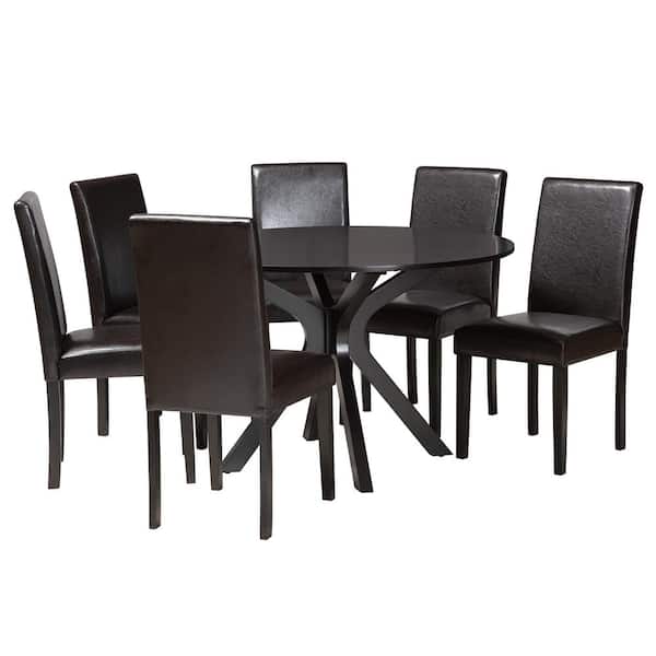 Baxton Studio Asli 7-Piece Espresso Brown Wood Dining Set