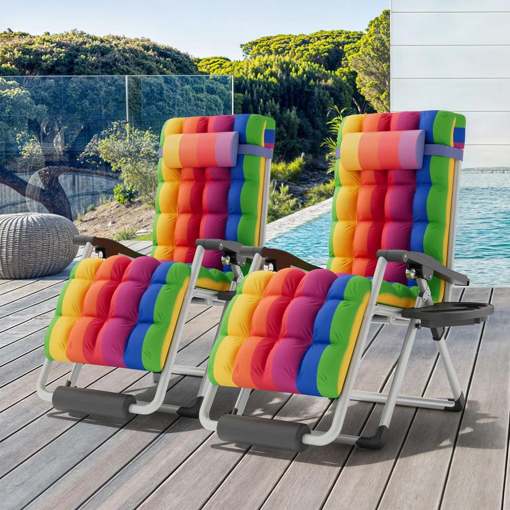 MoNiBloom (Set of 2) Patio Detachable Cushion Zero Gravity Chair