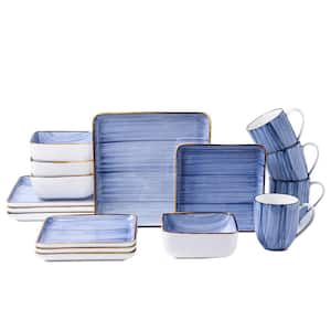 Esmeralda 16-Piece Dinnerware Set Porcelain, Service for 4, Blue