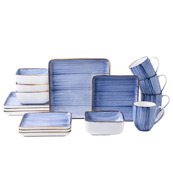 STONE LAIN Esmeralda 16-Piece Dinnerware Set Porcelain, Service for 4, Blue