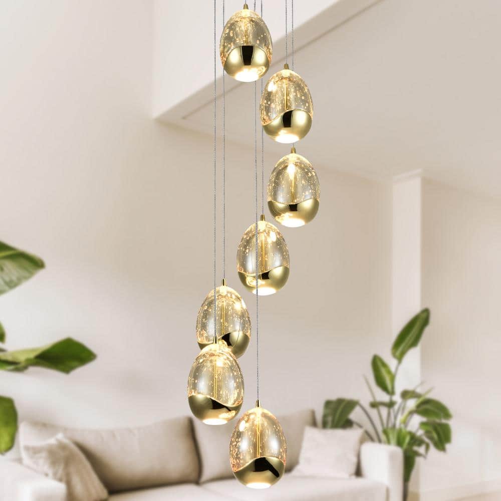 Venezia Champagne Glass Teardrop LED Chandelier in Gold