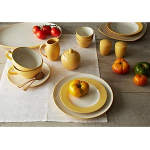 Colorwave Mustard 10.5 in. (Yellow) Stoneware Coupe Dinner Plates, (Set of 4)