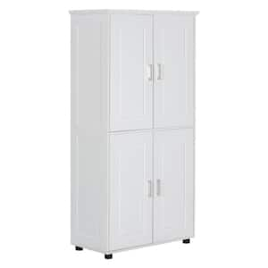 31 in. W x 15.6 in. D x 62 in. H White Tall Bathroom Linen Cabinet with 4 Doors, Adjustable Shelves