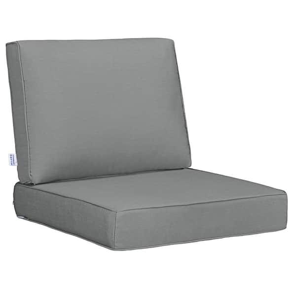 Uixe 23 in. x 24 in. 18 in. x 23 in. 2-Piece Deep Seat Rectangle Outdoor Lounge Chair Cushion/Back Pillow Set in Grey