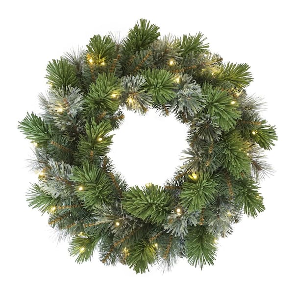 24 in. Pre-Lit Oklahoma Pine Artificial Christmas Wreath with LED Lights