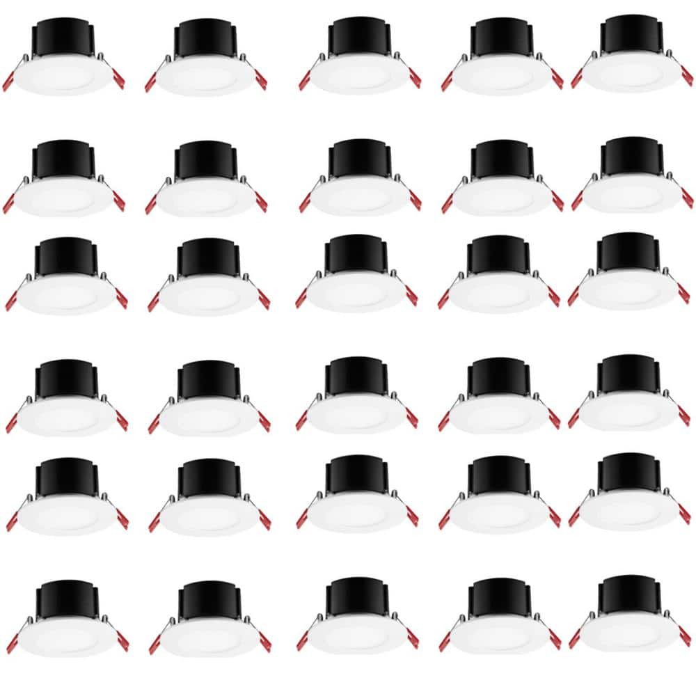 Commercial Electric Box on Top Integrated LED 4 in Round Canless Recessed Light for Kitchen Bathroom Livingroom, White Soft White 30-Pack 91514-VB5 Sansujyuku sansujyuku.com