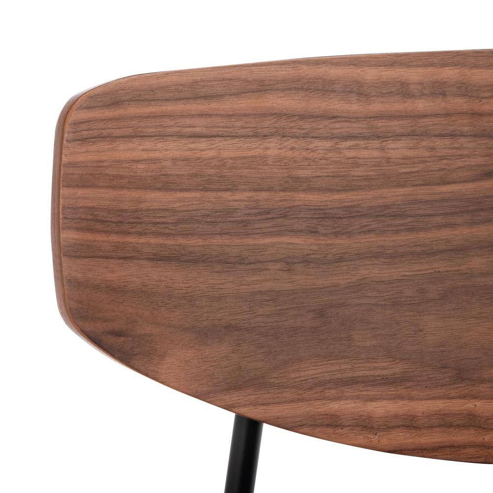 Walnut and Black Upholstered Metal Side Chair Set