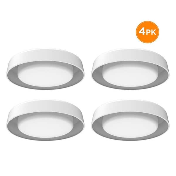 4-Pack CENTURY 16 in. LED Flush Mount Ceiling Light, 1800LM, 22W, Selectable 3000K 4000K 5000K, White, Drum Shade
