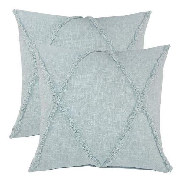 Blue Geometric Polyester 18 in. x 18 in. Throw Pillow Set of 2