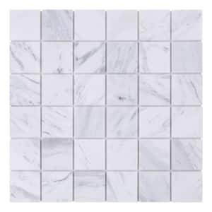 Take Home Sample - Snowdrop White 4 in. x 4 in. Marble Peel and Stick Mosaic (0.11 sq. ft./Each)