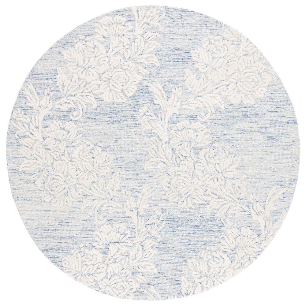 Jardin 6 ft. x 6 ft. Blue/Ivory Oversized Floral Round Area Rug price history on PriceWatchPro