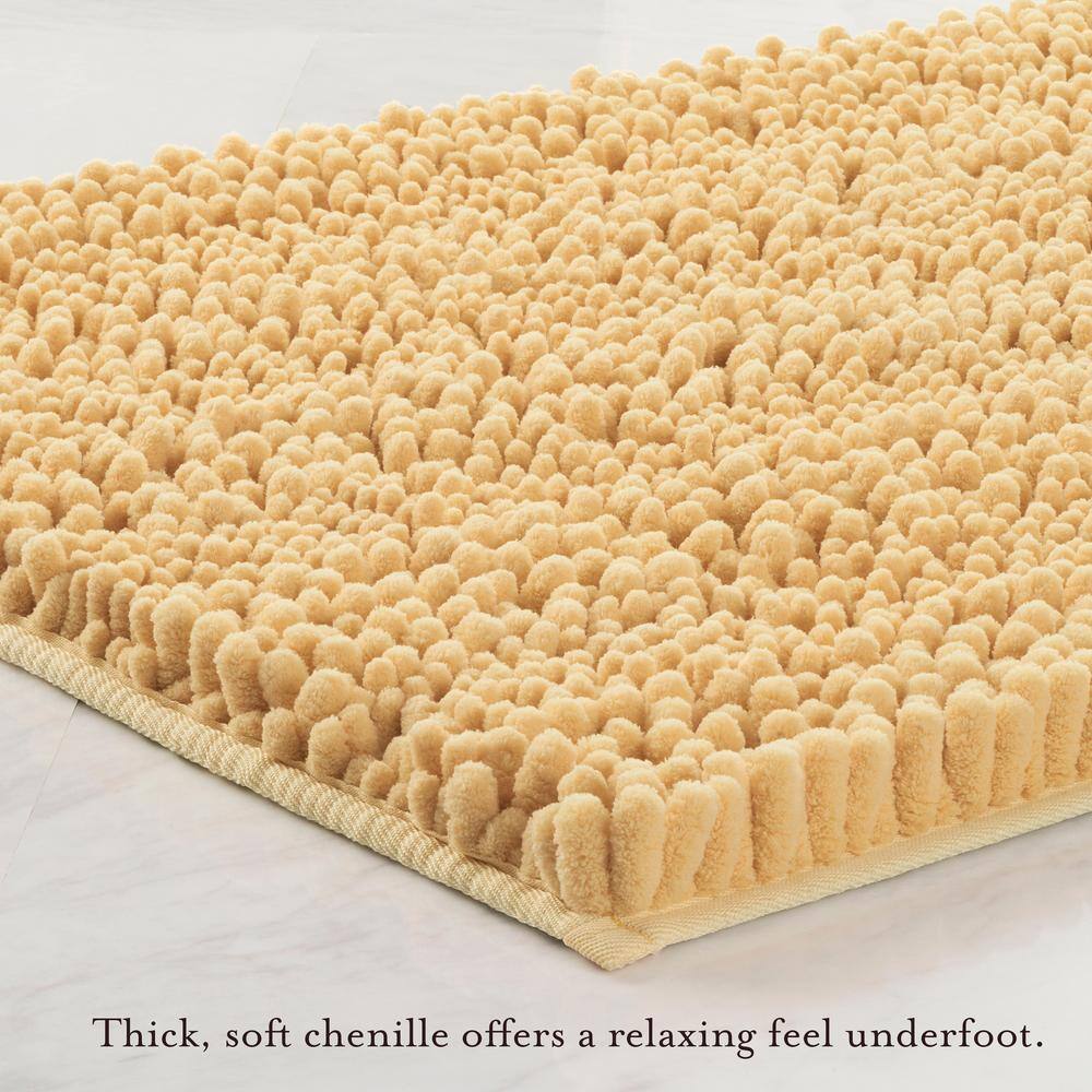 Yellow Chenille Non-Slip Polyester Bath Mat 20" x 34"