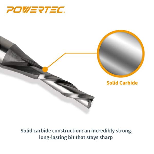 1/4 in. Shank Spiral Bit with Down Cut, 1/8 in. Cutting Diameter and 1/2 in. Cutting Length Solid Carbide Router Bit