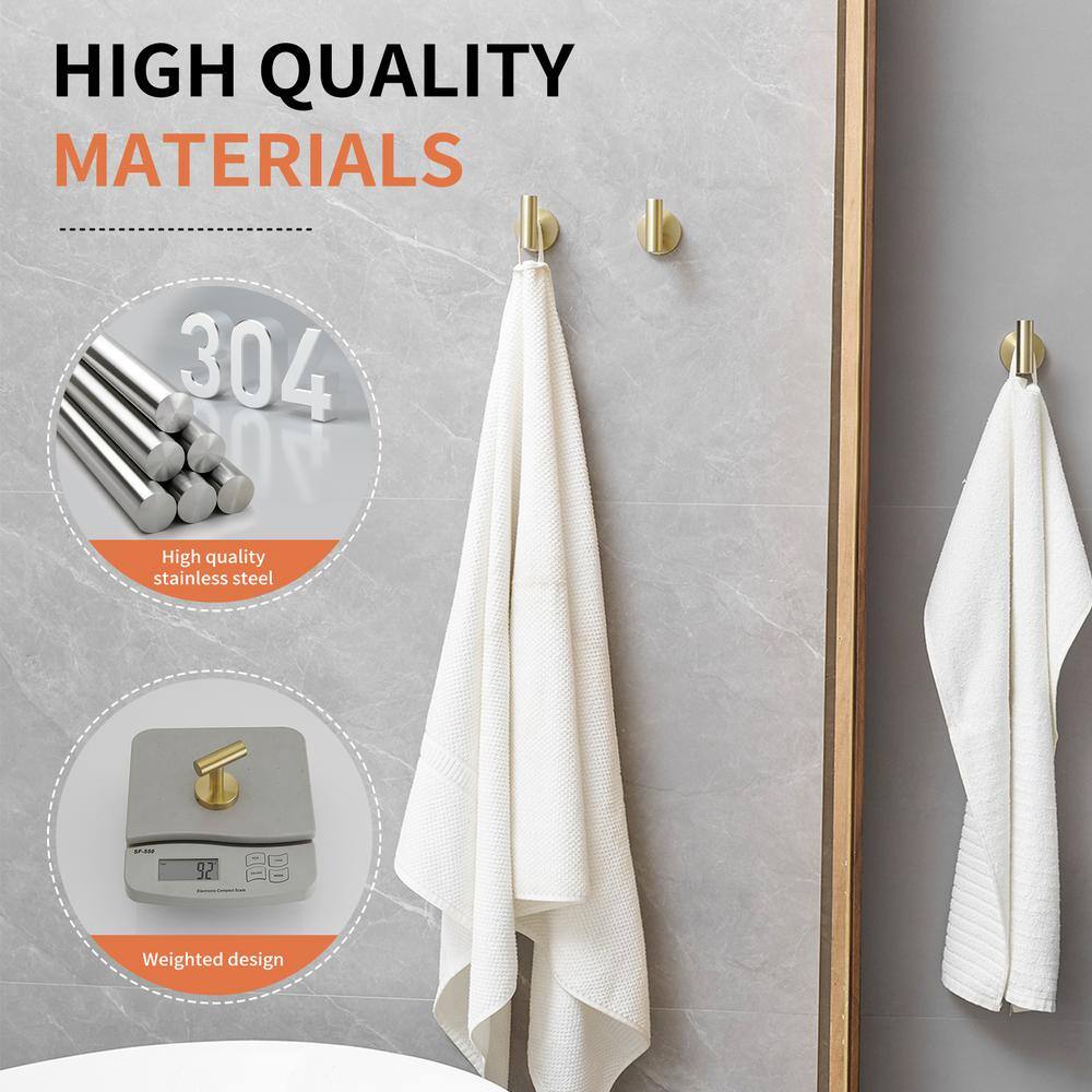 Brushed Gold Stainless Steel Wall Mounted J-Hook Set