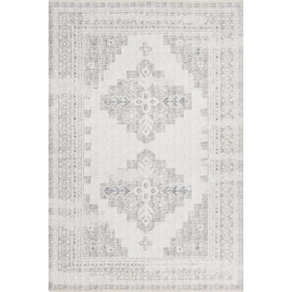 nuLOOM Alexia Traditional Machine Washable Grey 8 ft. x 10 ft. Traditional Area Rug