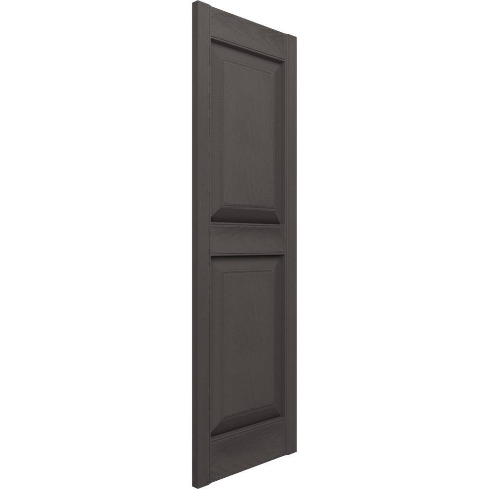 Musket Brown Vinyl Raised Panel Decorative Shutters, 12" x 39"
