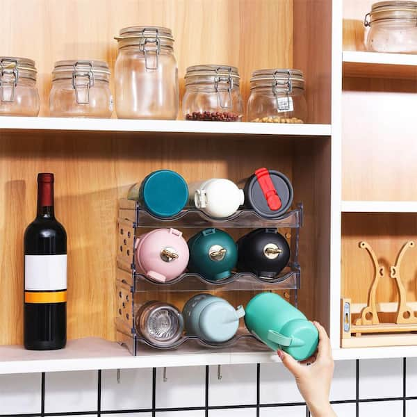 Water Bottle Organizer, Stackable Metal Water Bottle Holder for Cabinet,  Fridge, Cup Holder Water Bottle Storage, Wine Storage Rack for Kitchen,  Pantry