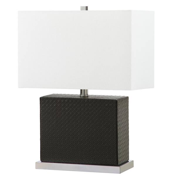 Safavieh Delia 20.5 in. Grey Faux Woven Leather Table Lamp