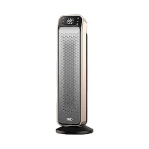 1500 W 25 in. Electric Forced Air Indoor Tower Ceramic Space Heater with Remote, 70° Oscillation and 12H Timer, Gold