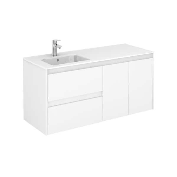 WS Bath Collections 47.5 in. W x 18.1 in. D x 22.3 in. H Bathroom Vanity Unit in Glossy White with Vanity Top and Basin in White