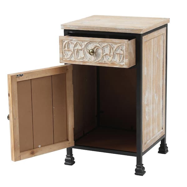 LuxenHome 1-Door 1-Drawer End Table W...
