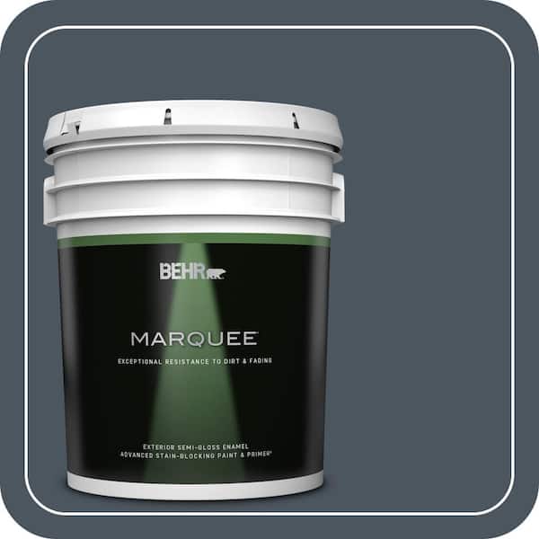 BEHR MARQUEE 5 gal. #N480-7 Midnight Blue Semi-Gloss Enamel Exterior Paint & Primer