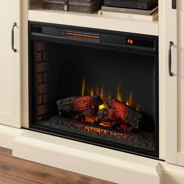Home Decorators Collection Chastain 68 In Freestanding Media Console Electric Fireplace Tv Stand With Sliding Barn Door Ivory 118076 Home Decorators Collection Chastain 68, Electric Fireplace With Sliding Doors