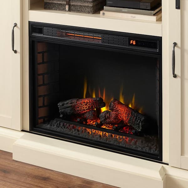 Home Decorators Collection Chastain 68 in. Freestanding Media Console  Electric Fireplace TV Stand with Sliding Barn Door in Ivory 118076 - The  Home Depot