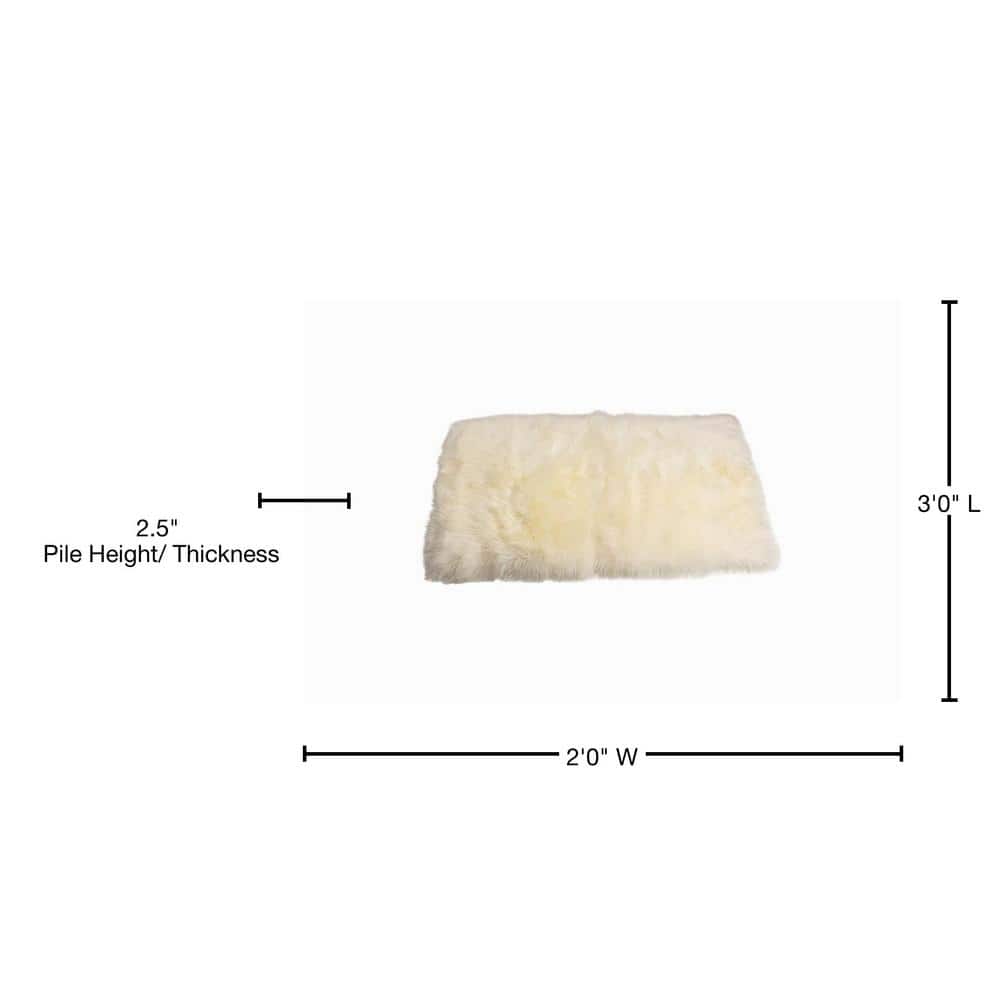 Natural Rectangular Sheepskin Fur Rug 2' x 3'