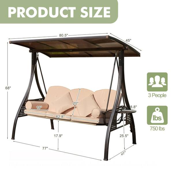 swing 　　no3 Amazon.com : ZZW 3-Seat Patio Porch Swing 800LBS Outdoor