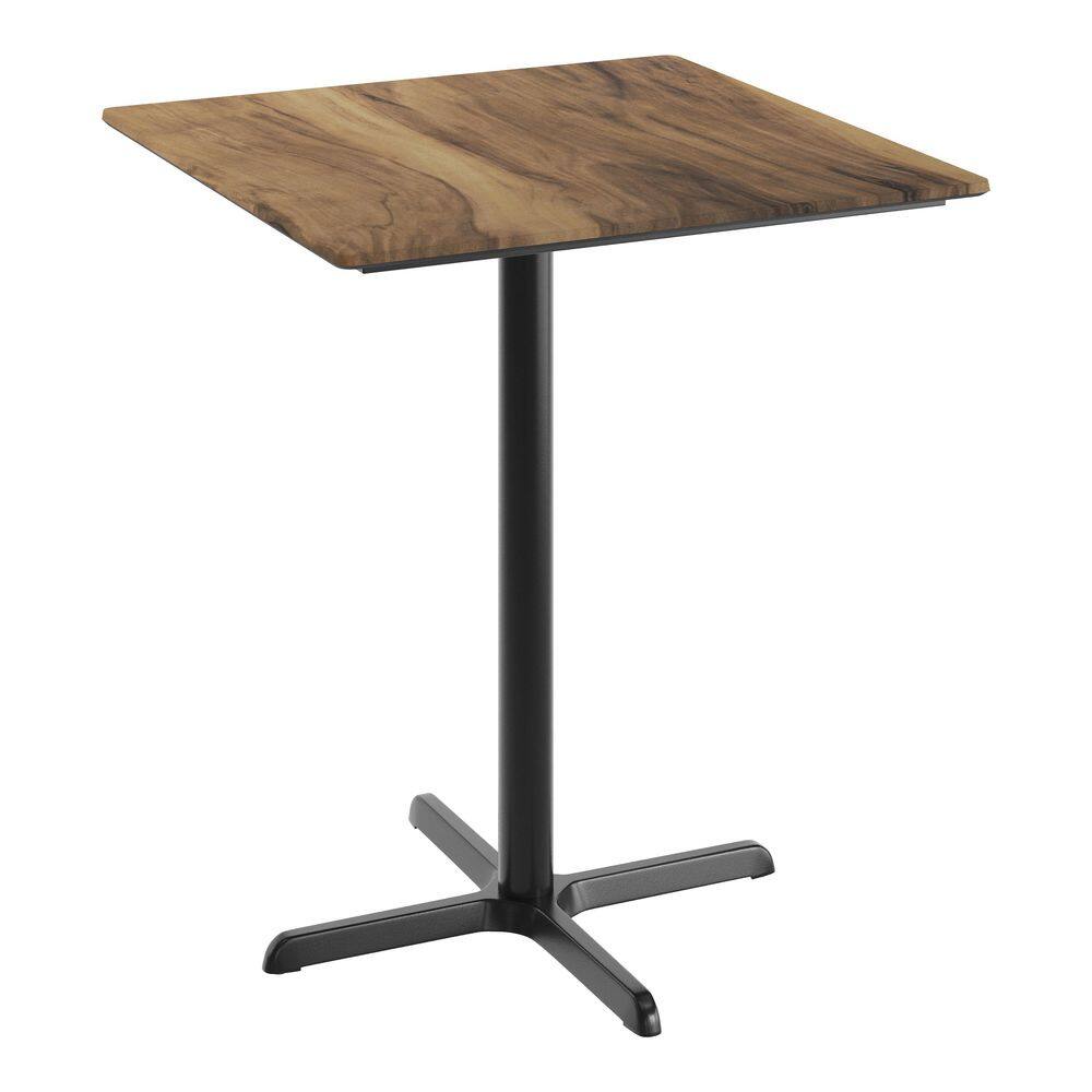 "TopGuard 42 in. H Natural/Black Base Square Tabletop Wood Seats 4 with 30"" x 30"" Black Bar Height X-Base" price history on PriceWatchPro
